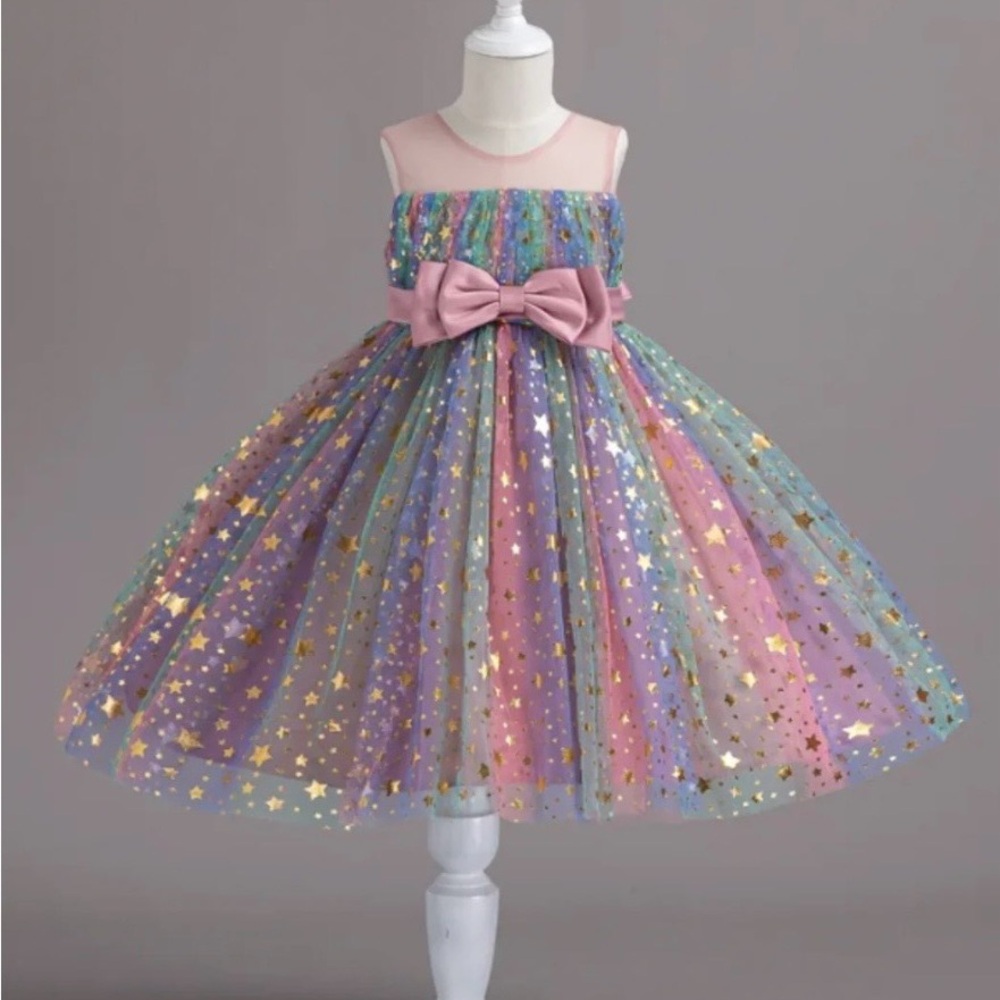 Mia Belle Make A Wish Star Sequin Tulle Dress